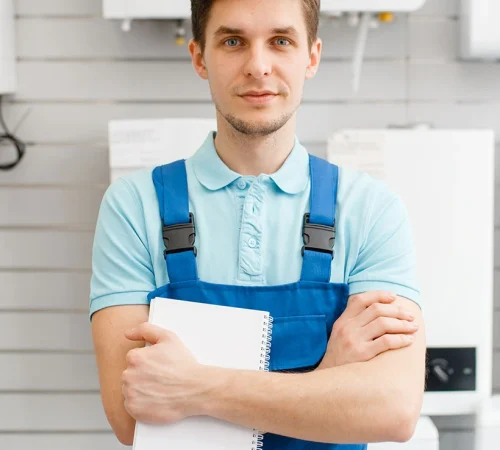 plumber-at-showcase-with-boilers-plumbering-store